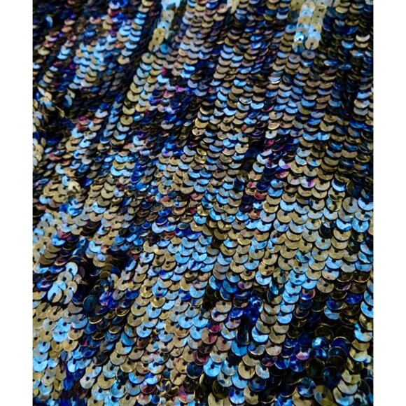 Alice + Olivia Sequin Silk Blouse Top Sleeveless Blue SZ S - Picture 6 of 9